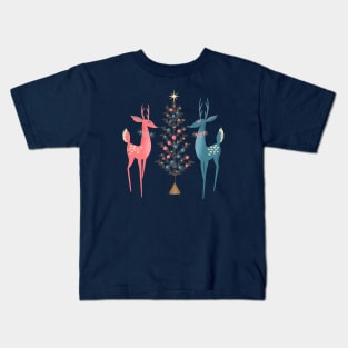 Midcentury Pink And Aqua Holiday At The North Pole Kids T-Shirt